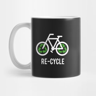 Recycle, bicycle with recycling symbol, black t-shirt, black shirt for cyclists Mug